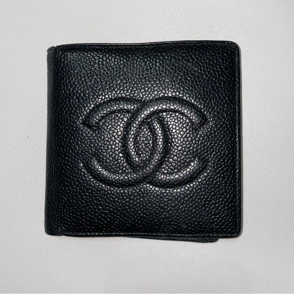 Authentic Chanel Black Quilted Leather Men's Bifold Wallet